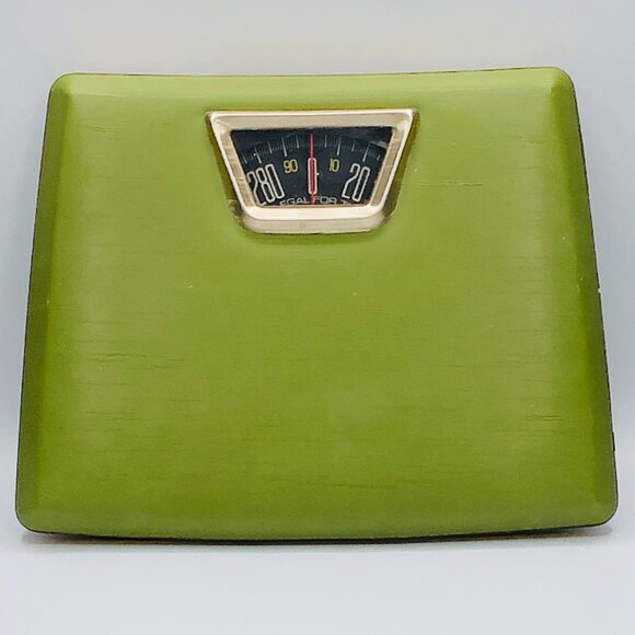 Vintage BORG Avocado Olive Green Personal Bathroom Scale 300lbs MCM Lifestyle - Picture 1 of 15